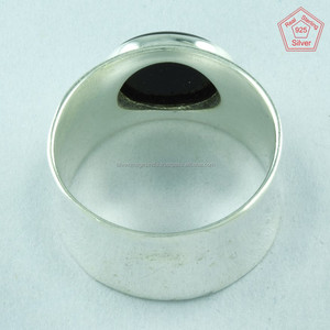 Look intelligent pierre d'onyx noir bague en argent sterling 925 avec pierres précieuses bijoux de mariage et de fiançailles réglage de lunette unisexe - Product Image 4