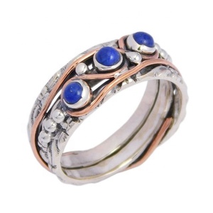 Nouveau Design 925 Sterling Silver Lapis Gemstone Éternité Vermeil Bague Belle Fantaisie Bijoux De Mariage Vente En Ligne - Product Image 1