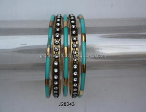 Handmade Brass and Resin Mosaic <b>Bracelets</b> Set of 6 Pcs Customizable Colors and Designs for Women and <b>Girls</b> - Product Image 3