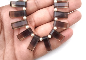 Bonita colección de cuentas de fluorita Natural de 1 hebra multicolor de alta calidad, forma de rectángulo facetado, piedra preciosa marrón Briolette - Product Image 6