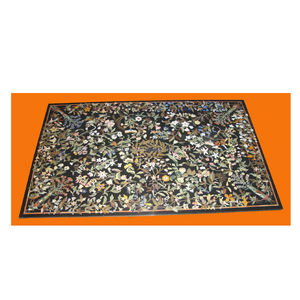 Incrustación de piedra de mármol Rectangular, mesa de comedor - Product Image 1