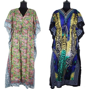Multi Colored Beachwear Free Size Printed Long <b>Kaftans</b> - Product Image 1