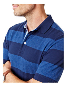 เสื้อยืดแขนสั้นทรงเข้ารูปไซส์ใหญ่สำหรับผู้ชาย ลายทาง ผ้าเจอร์ซีย์คอตตอน 100% พร้อมโลโก้สั่งทำ เป็นมิตรกับสิ่งแวดล้อม ระบายอากาศได้ดี - Product Image 2