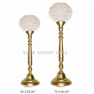 Impressionnant qualité nouveauté longue votive métal aluminium cristal perles table pièce maîtresse décoration mariage et Restaurants Table - Product Image 2