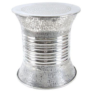 Table basse en forme de tambour martelé, finition antique, métal, aluminium, design champignon martelé, table d'appoint de luxe - Product Image 5