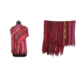 Women's Multi Color Long <b>Scarf</b> - Made in India Indian Sari Patches Reversible <b>Scarf</b> Colorful Striped <b>Scarf</b> <b>Vintage</b> Silk Panel - Product Image 1