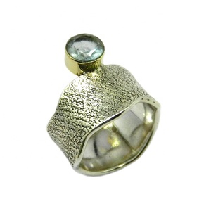 Beautiful 925 Sterling <b>Silver</b> Rhodium <b>Eternity</b> Vermeil <b>Rings</b> Genuine Blue Topaz Gemstone Fashionable Wedding Party Jewelry - Product Image 1