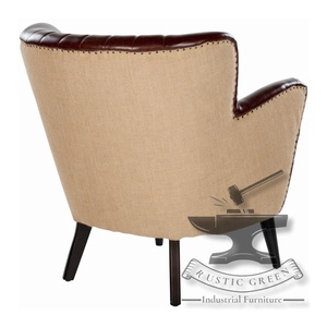 Vintage cuero genuino ala vuelta sofá silla - Product Image 4