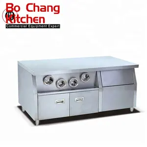 Comercial KFC Centro ilha fastfood restaurante worktable com distribuidor do copo