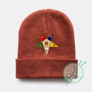 Freemason Topi Beanie Tengkorak, Hiasan Kepala Bintang Timur Pesanan Tengkorak Maroon