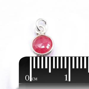 Rubis rose forme ronde 925 Starling lunette en argent plaqué argent pendentif fabrication de bijoux faits à la main - Product Image 3