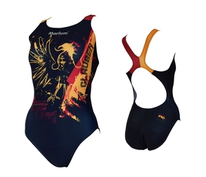 ชุดว่ายน้ำเล่นกีฬาสำหรับผู้หญิงผ้าสแปนเด็กซ์/ โพลีเอสเตอร์พิมพ์ลายสัตว์สีพื้น - Product Image 1