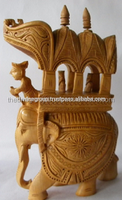 Souvenirs indiens en bois sculpté à la main - Éléphant royal assis dans une palanquin - Sculpture