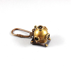 Laiton nautique petit Mini Antique plongée sous-marine plongée casque porte-clés porte-clés avec boucle en laiton - Product Image 4