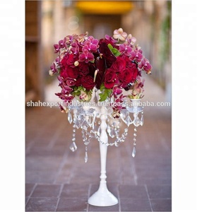 Candélabre en aluminium blanc scintillant et élégant bol à fleurs pièce maîtresse décorative en métal pour la maison de mariage pour les mariages décor à la maison - Product Image 2