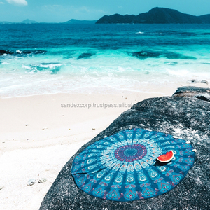 Serviette de plage ronde 100% coton, design personnalisé et impression numérique, serviette de plage au prix le plus bas, vente en gros en Inde - Product Image 2