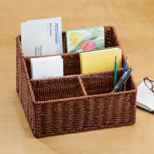 Wicker Rattan Letter Holder, <b>Desk</b> Organizer, Mail Sorter, <b>Office</b> <b>Accessories</b>, Gift Giving - Product Image 1
