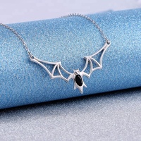 Daochong Collier de chauve-souris d'Halloween personnalisé Collier pendentif chauve-souris vampire gothique en argent sterling 925