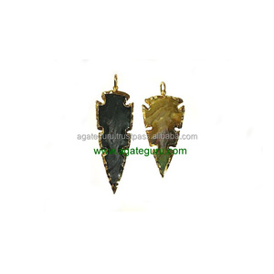 Pendentifs galvanisés Jasper Arrowhead Wholesale Crystal Healing - Product Image 1