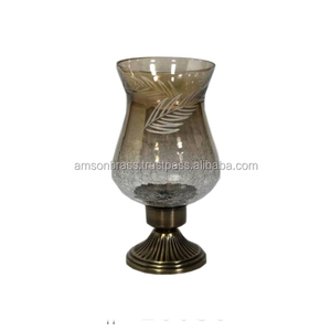 Bougeoir fait main d'ouragan en verre de couleur rouge décorative de Noël - Product Image 3