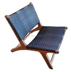 เก้าอี้ไม้สักและหวายสำหรับใช้ภายนอกสวนกลางแจ้งสไตล์เรียบง่ายทันสมัย - Product Image 1