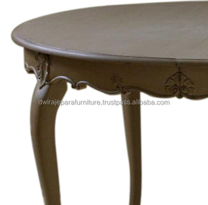 Mesa de comedor ovalada francesa extensible, mueble pintado de Indonesia, comedor - Product Image 2