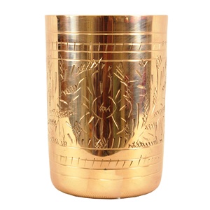 Brass Engraving Leaf Design Glass Tumbler Perfect Copper Mug Tumbler Glass <b>Cup</b> Bar Set for Home Restaurants - Product Image 3