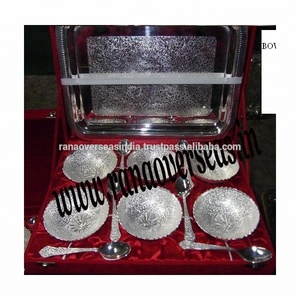 Silver Plated Brass <b>Bowl</b> <b>Set</b> of 13 Pcs With Box Packing for Diwali , Party & Christmas Gift - Product Image 1
