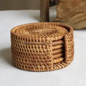 Vietnam Rattan Coaster Set Table Mat / Wicker rattan coasters made in VietNam