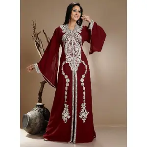 2019 Moroccan kaftan muslim dress heavy bead work Dubai Islamic womens wedding wear