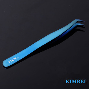 Pinzas para extensión de pestañas, todos los estilos, en Color azul Plasma con mango de diamante debajo de su logotipo - Product Image 3