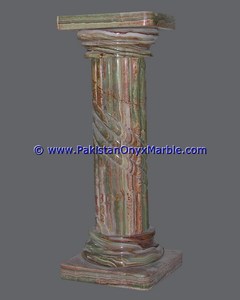 Hiện đại 14 "x <span class=keywords><strong>30</strong></span>" màu xanh lá cây Onyx Granite đá sa thạch bệ cột cột nhiều màu ROMAN tính năng với rỗng - Product Image 6