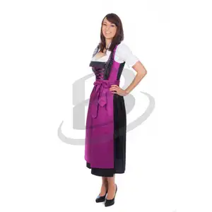 Broderie personnalisée longue Dirndl avec chemisier & tablier/Trachten Dirndl Robe/Bavarois Traditionnel Robe longue (L'oktoberfest Vêtements)