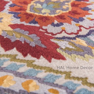 Funda de cojín de algodón Jaipuri con diseño étnico Rajasthani ligero, estampado Floral bordado a mano para hoteles de sala de estar - Product Image 6