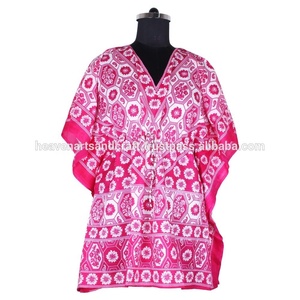 2025 nouveau printemps imprimé soie court caftan pour dames Anokhi Caftan Maxi robe Floral bloc imprimé vêtements de détente Anokhi caftan Boho - Product Image 2