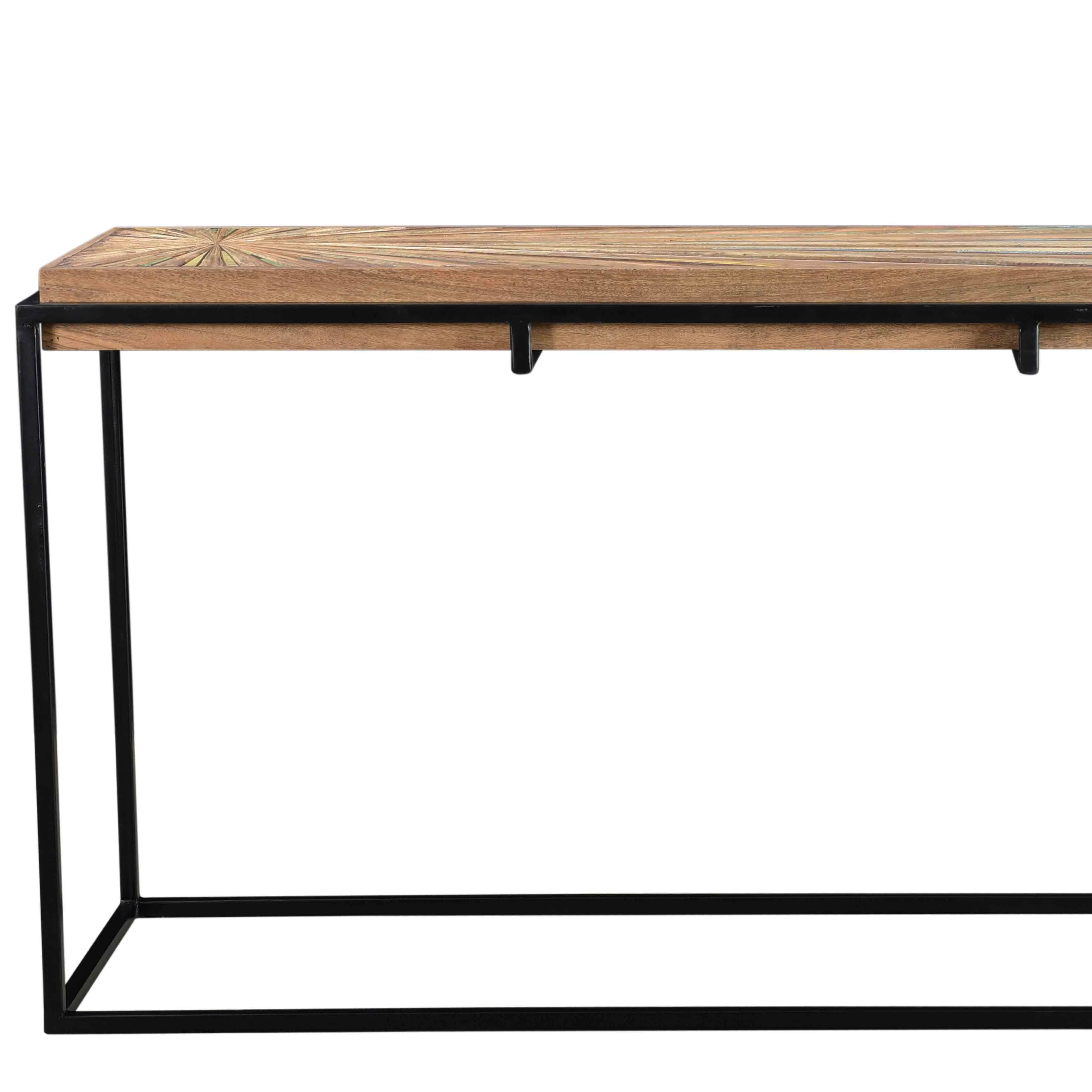 Table console industrielle Zero Start avec plateau en bois et pieds en métal antique Modèle HOI00204 pour meubles de maison et de salon