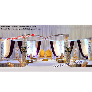 ชุดแมนดาปสำหรับตกแต่งงานแต่งงานชุดแมนดา็ปแกะสลักสีทองมีไฟสำหรับตกแต่งงานแต่งงานของอินเดียและจาก exporterusa - Product Image 1