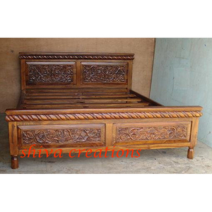 Mobília de madeira esculpida king-size moderna do quarto da cama para o uso home, o projeto artístico e acolhedor - Product Image 1