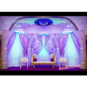 Cajuela de diseño de elefante para escenario de boda, cajuela con temática blanca y azul para recepción de escenarios, último fabricante de escenarios de boda - Product Image 1