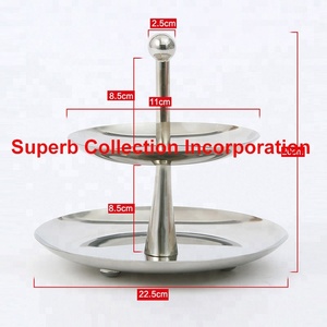 การออกแบบใหม่สแตนเลสที่กำหนดเองการออกแบบเงินสองชั้นยืนเค้ก - Product Image 4