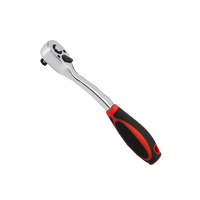 Llave de Trinquete Giratoria de Tamaño Estándar 1/4" 3/8", Cromada, Mango Ergonómico de TPR+PP, Operación Manual OEM