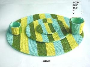 Manteles individuales hechos a mano con cuentas de vidrio con patrones disponibles en más colores y patrones Manteles de mesa Vajilla Decoración del hogar - Product Image 3