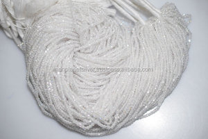 Hilo de cuentas de Rondelle facetado de circonia cúbica blanca - Product Image 2