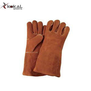 Cowhide ความร้อนและไฟทนบาร์บีคิว/เชื่อมถุงมือสีเหลือง - Product Image 3