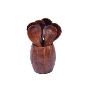 Soporte de cuchara de madera para suministros de utensilios de cocina caja de almacenamiento de vajilla y el mejor soporte de cuchara de madera pulida a la venta - Product Image 1