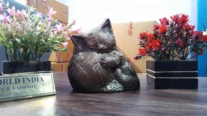 American Style Metal Pet Urns Sets of Two Kitty Cremation by Brassworld India <b>Funeral</b> <b>Supplies</b> - Product Image 2