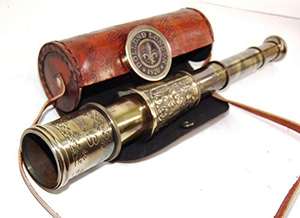 Télescope antique en laiton sculpté de fleurs, style marin, nautique, pirate, télescope nautique en laiton, lunette de visée, article de télescope - Product Image 6