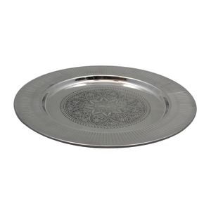 Assiette de chargeur décorative aspect moderne en acier inoxydable couleur argent assiette décorative faite à la main aliments hôtels et restaurants - Product Image 1