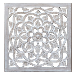 Enorme exigente MDF madera tallada a mano forma cuadrada pared Panel decorativo | Artesanías indias decoración de pared interior de madera 60x60cm - Product Image 1