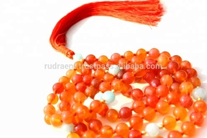 Collar Budista de Alta Calidad Hecho a Mano con Cuentas de Cornalina y Aguamarina de 6mm y 108 Cuentas, 28 Pulgadas, Joyería de Yoga para Hombre y Mujer, Tercera Puerta del Camino Budista - Product Image 6